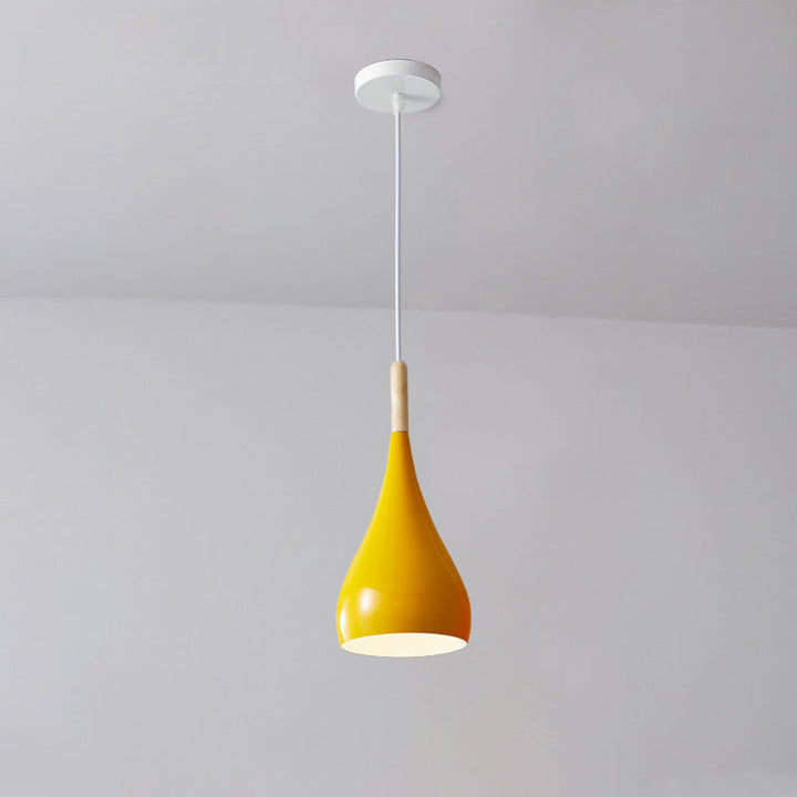Nordic Iron Wood Aluminum Pumpkin Water Drop 1-Light Pendant Light for Dining Room