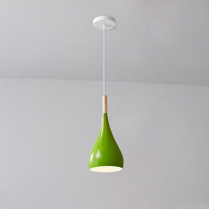 Nordic Iron Wood Aluminum Pumpkin Water Drop 1-Light Pendant Light for Dining Room