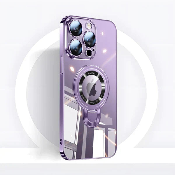 iPhone MagSafe Series | Transparent electroplated rotating stand phone case