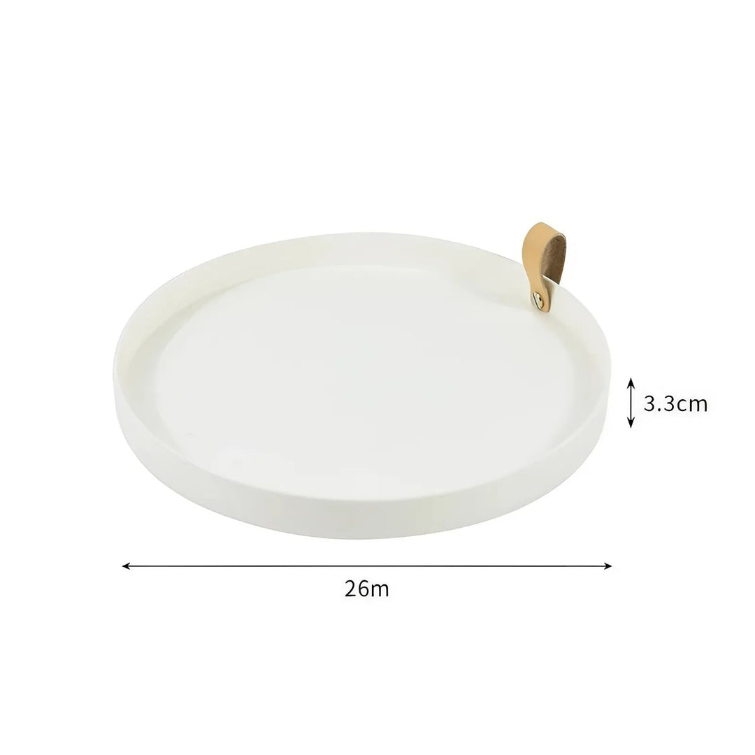 Simple solid colour round storage tray