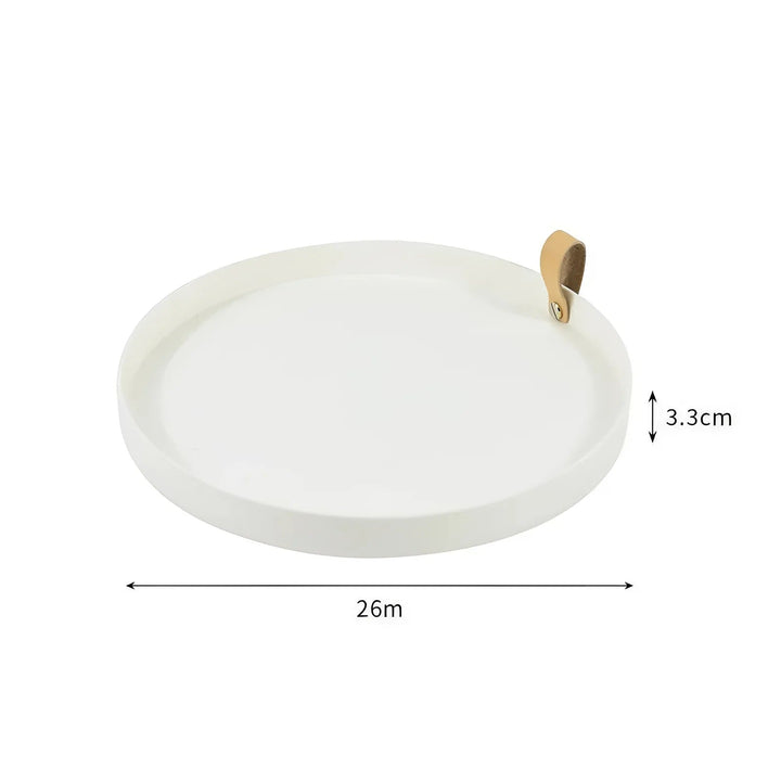 Simple solid colour round storage tray