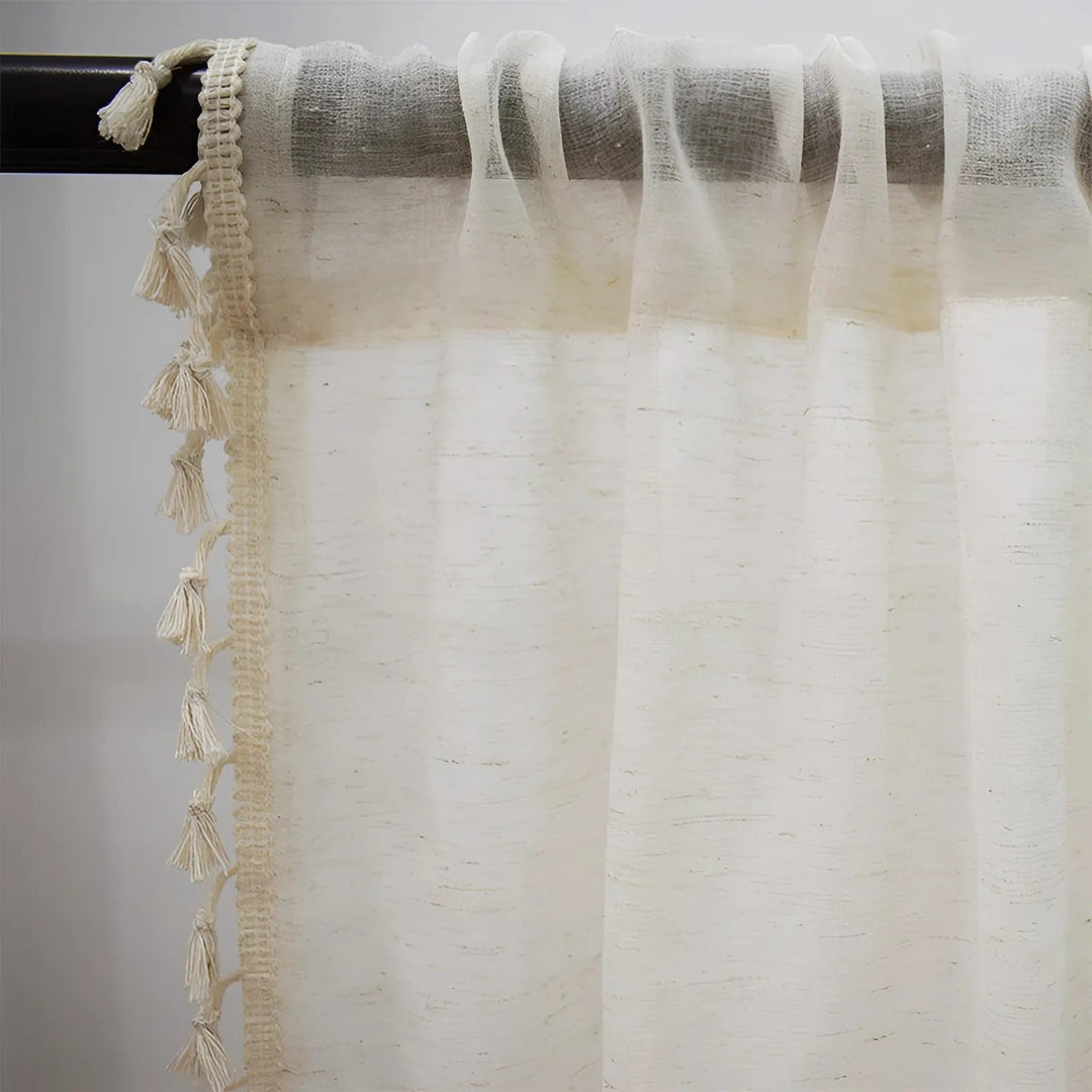 Boho Cotton-Linen Semi-Sheer Curtains