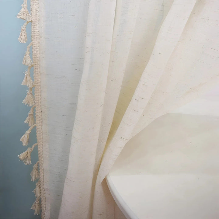 Boho Cotton-Linen Semi-Sheer Curtains