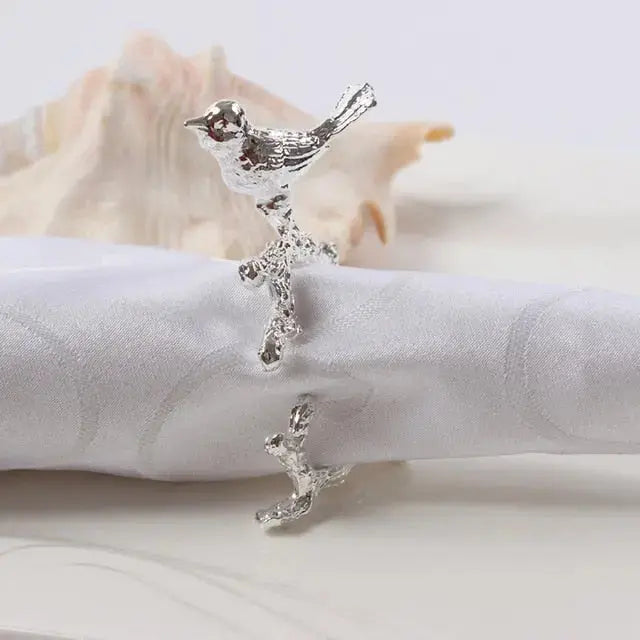 Bird &amp; Flower Napkin Rings - 4 Pieces