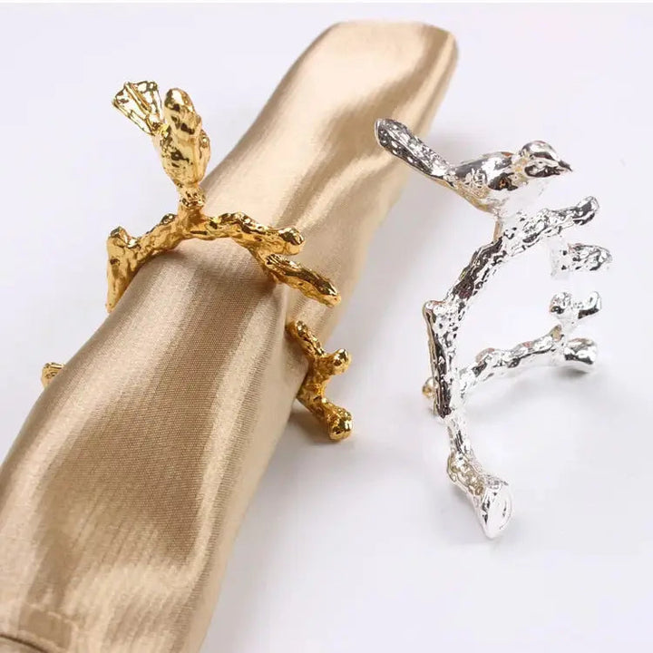 Bird &amp; Flower Napkin Rings - 4 Pieces