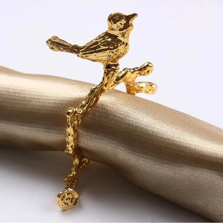 Bird &amp; Flower Napkin Rings - 4 Pieces