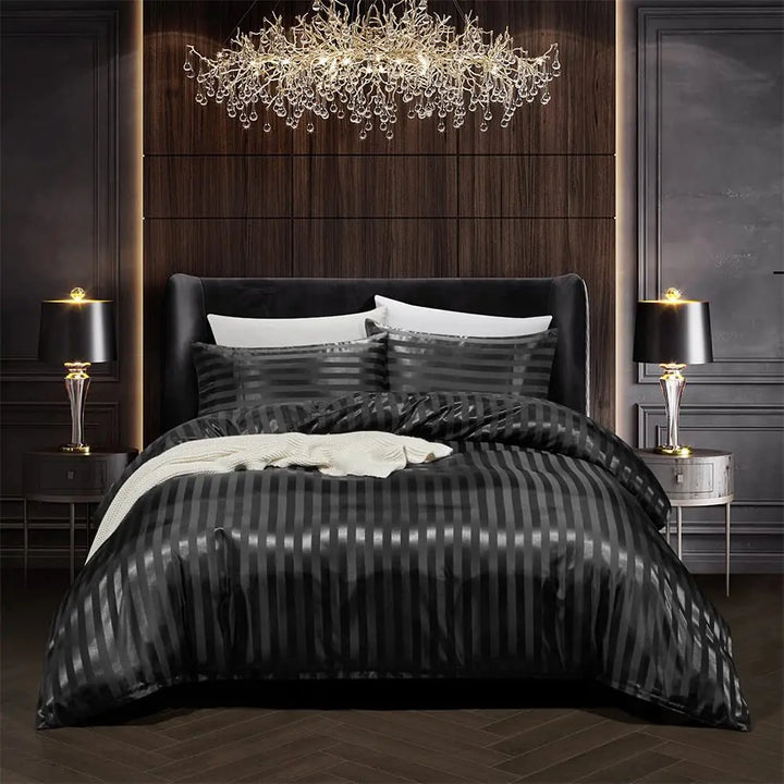 NoirLuxe Duvet Cover Set - Elegant Satin Bedroom Transformations