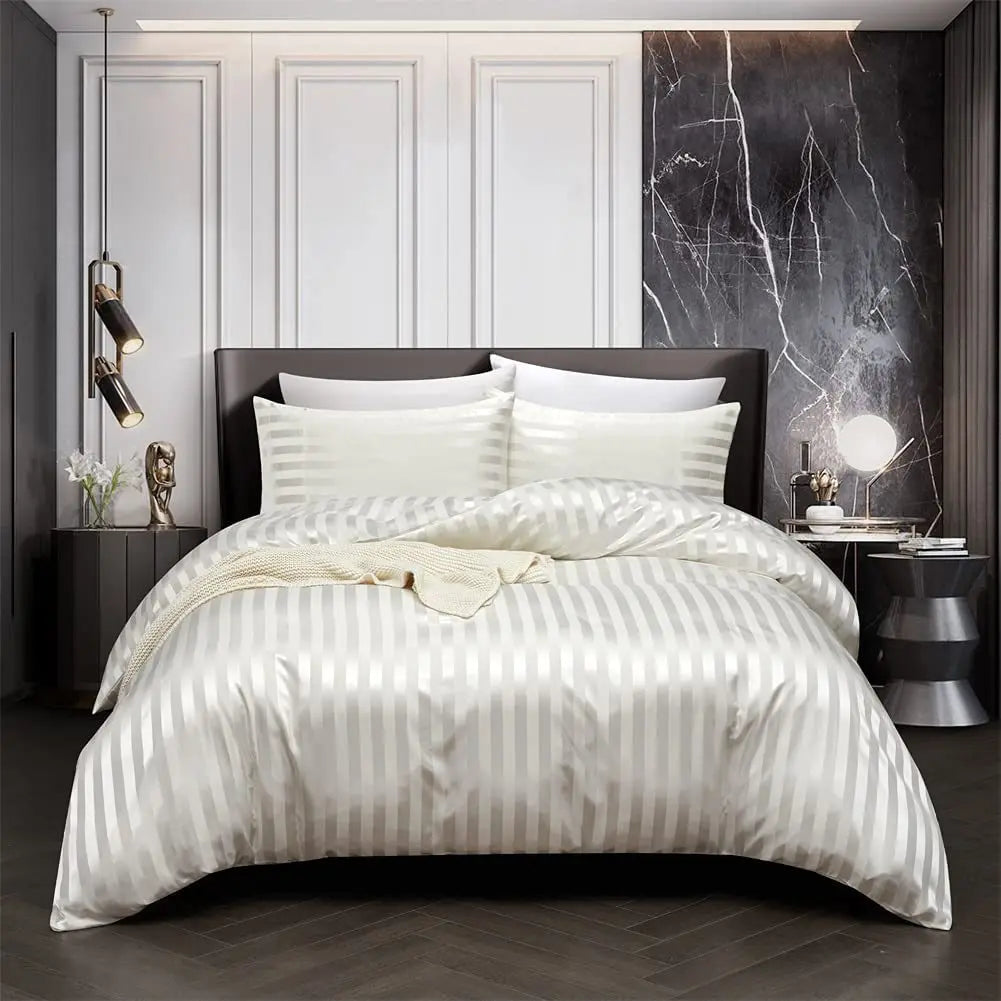 NoirLuxe Duvet Cover Set - Elegant Satin Bedroom Transformations