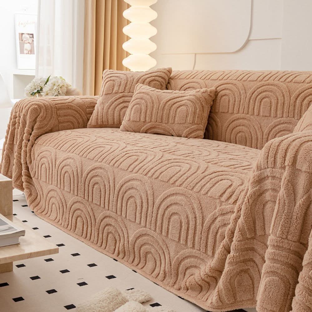 Thick quilted sofa cover for secure fit