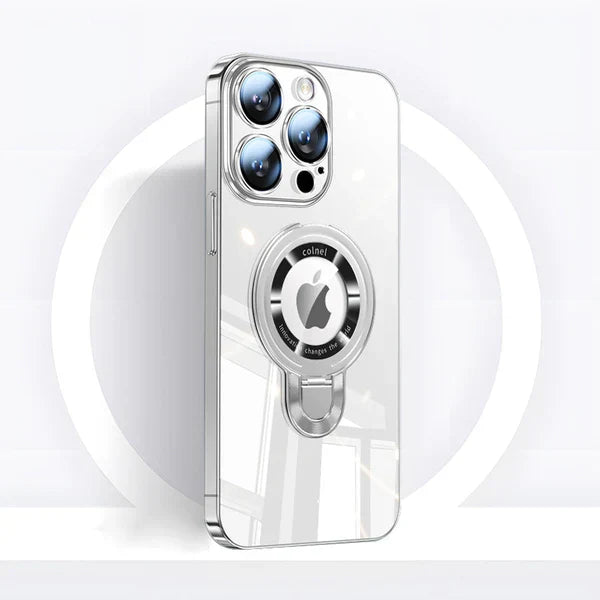 iPhone MagSafe Series | Transparent electroplated rotating stand phone case