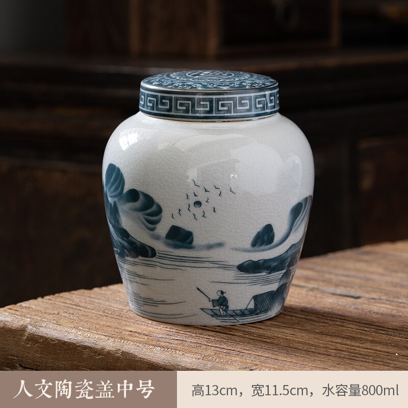 Ceramic airtight container tea box tea can moisture-protected storage tank tea container storage bottle tea organizer jar tea cans