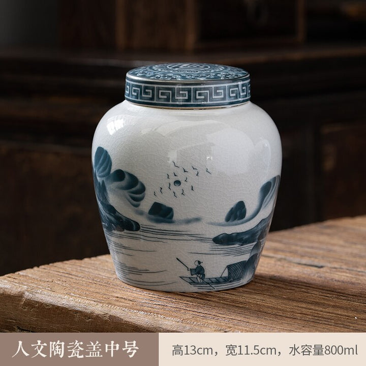 Ceramic airtight container tea box tea can moisture-protected storage tank tea container storage bottle tea organizer jar tea cans