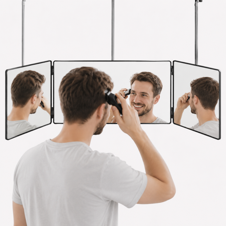 Adjustable Over-The-Door Hanging Mirror With Telescopic Stainless Steel Hooks