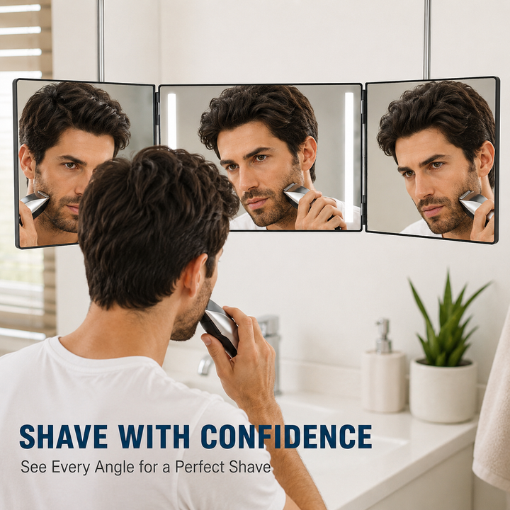 Adjustable Over-The-Door Hanging Mirror With Telescopic Stainless Steel Hooks