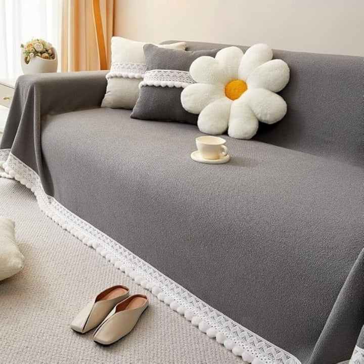 Classic Chenille Lace Edge Sofa Cover