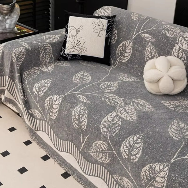 Classic Chenille Leaf Sofa Cover