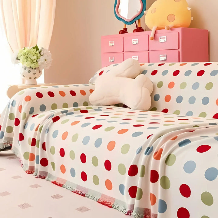 colourful Polka Dot Sofa Cover