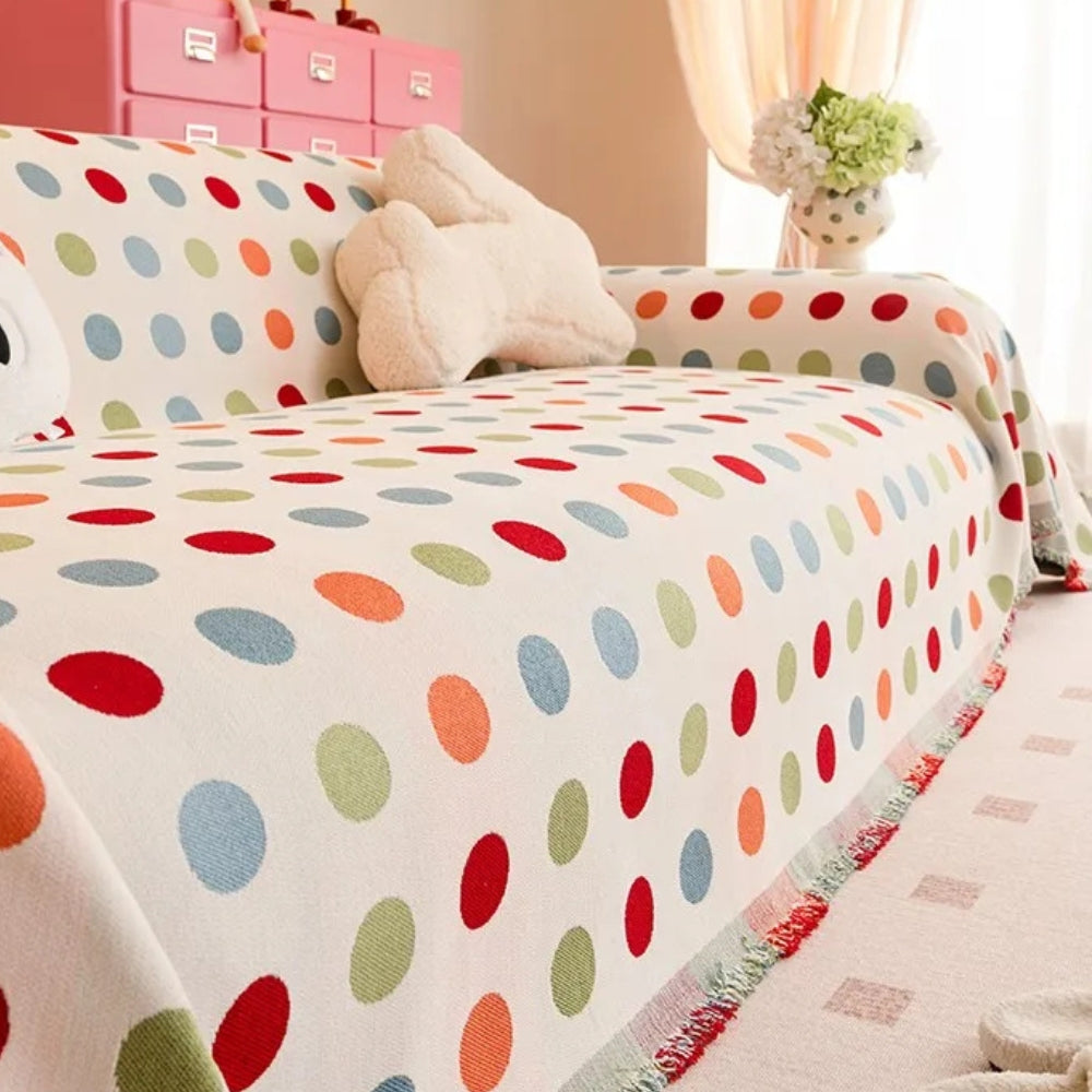 colourful Polka Dot Sofa Cover