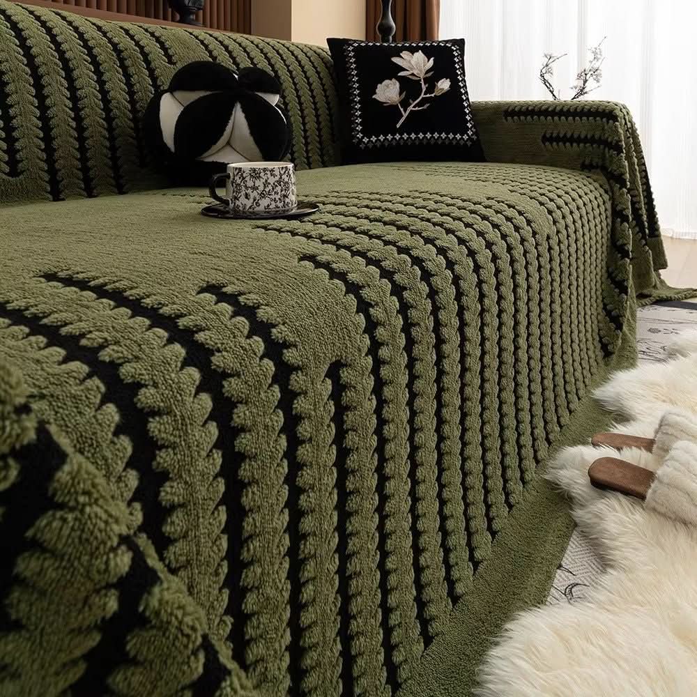 Plush Sofa Cover with Non-Slip Back