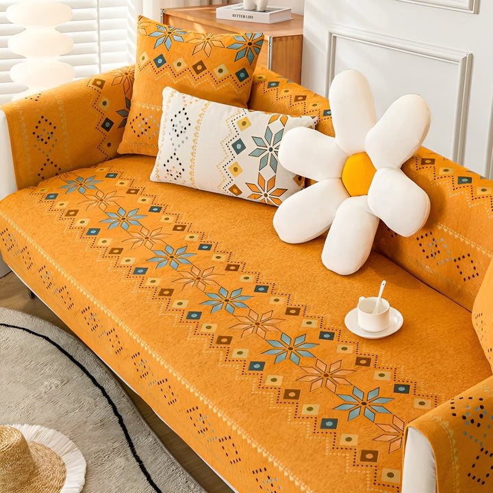 Boho Style Sofa Cover – Elastic &amp; Usae Year-Round | Protects and Gives a New Look |