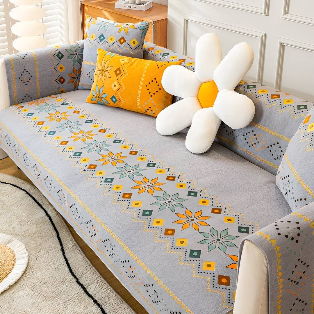 Boho Style Sofa Cover – Elastic &amp; Usae Year-Round | Protects and Gives a New Look |
