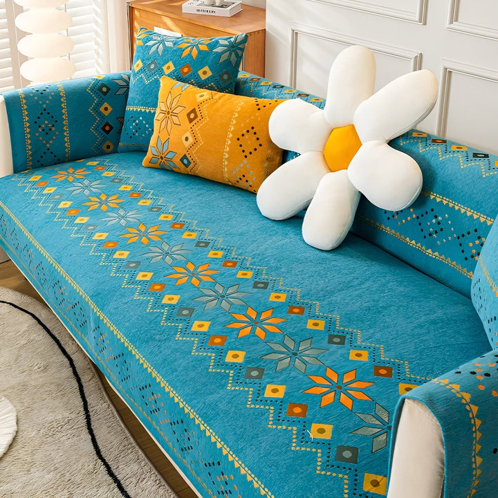 Boho Style Sofa Cover – Elastic &amp; Usae Year-Round | Protects and Gives a New Look |