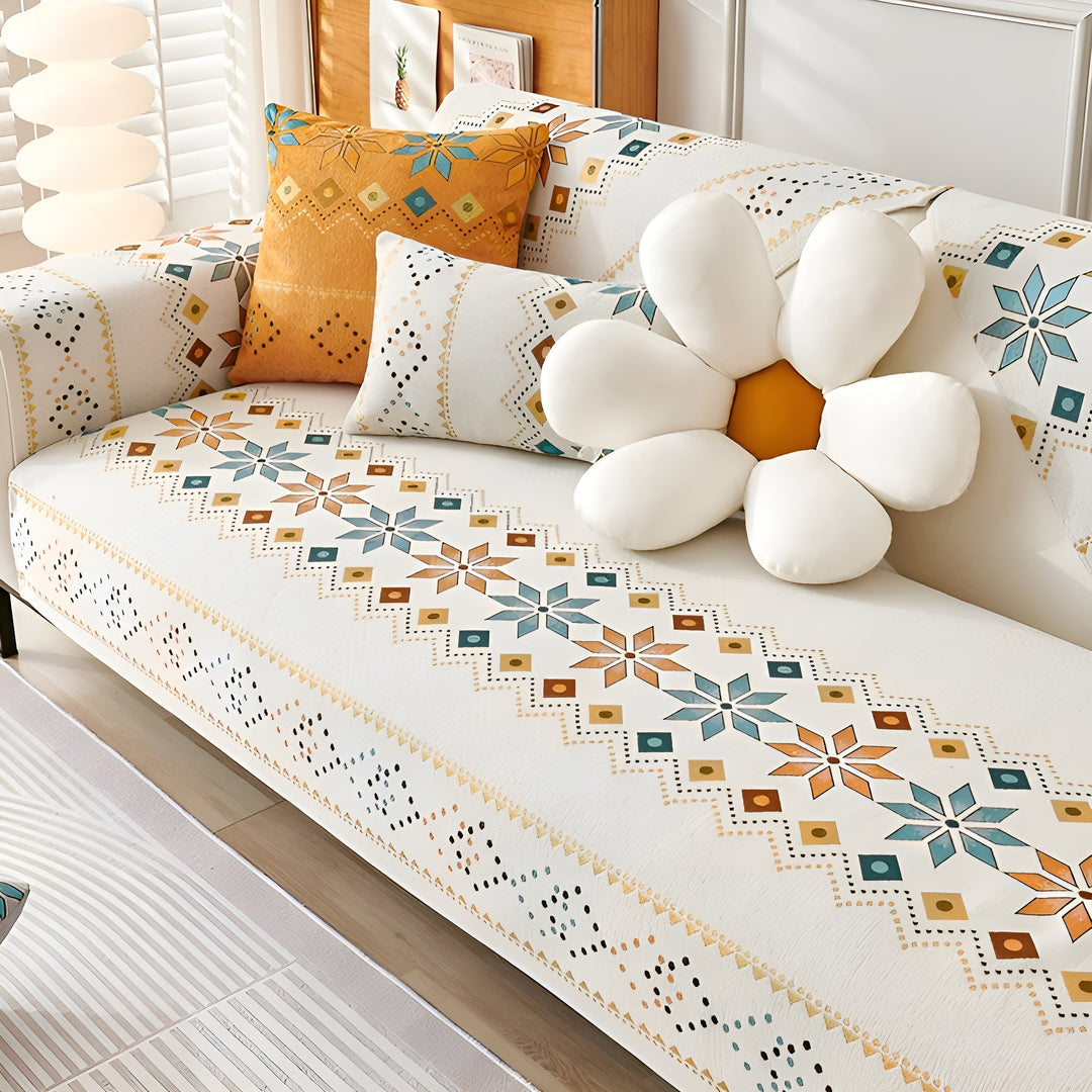 Boho Style Sofa Cover – Elastic &amp; Usae Year-Round | Protects and Gives a New Look |