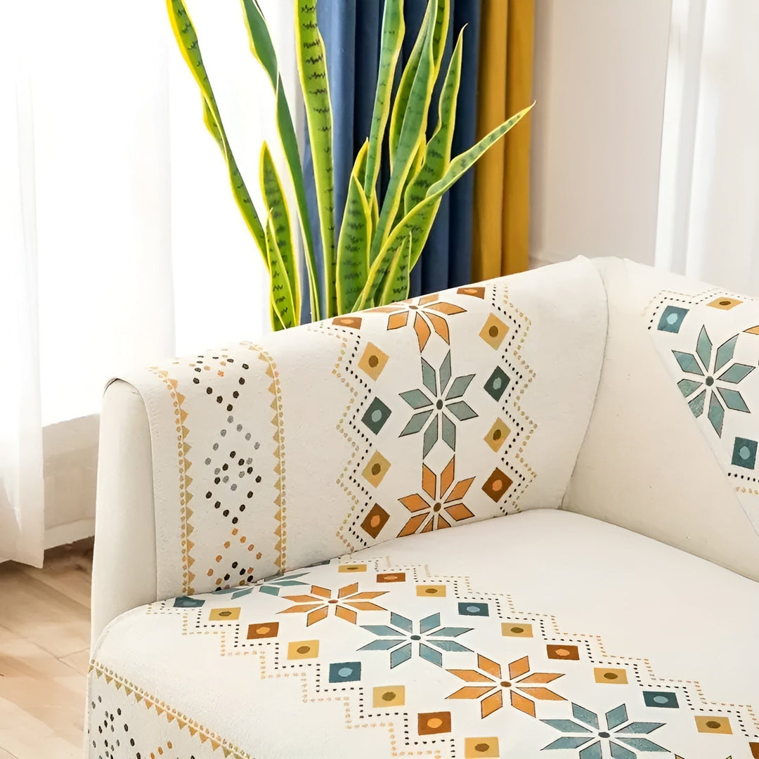 Boho Style Sofa Cover – Elastic &amp; Usae Year-Round | Protects and Gives a New Look |