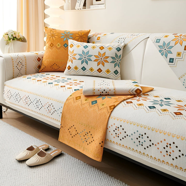 Boho Style Sofa Cover – Elastic &amp; Usae Year-Round | Protects and Gives a New Look |