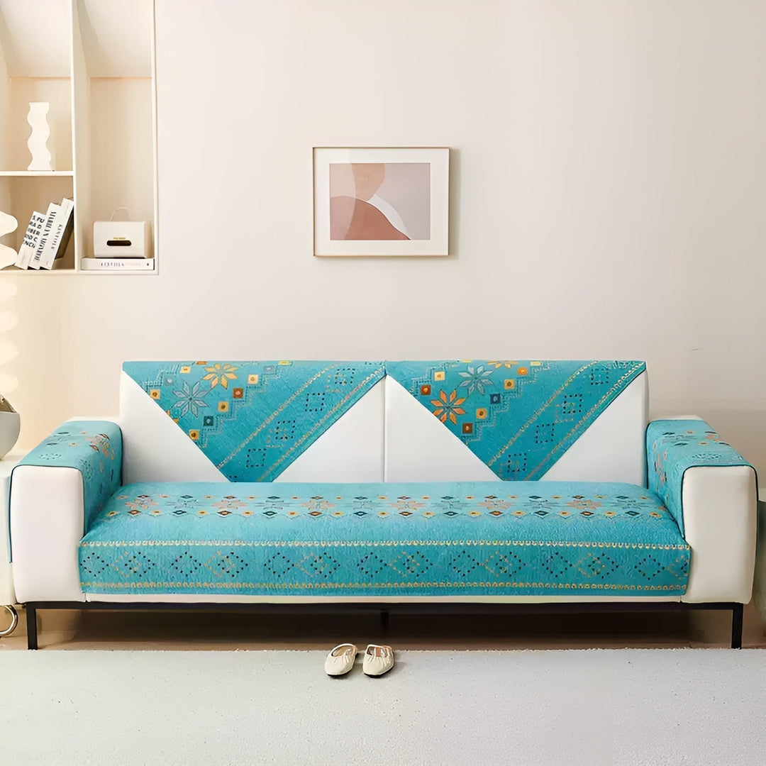 Boho Style Sofa Cover – Elastic &amp; Usae Year-Round | Protects and Gives a New Look |