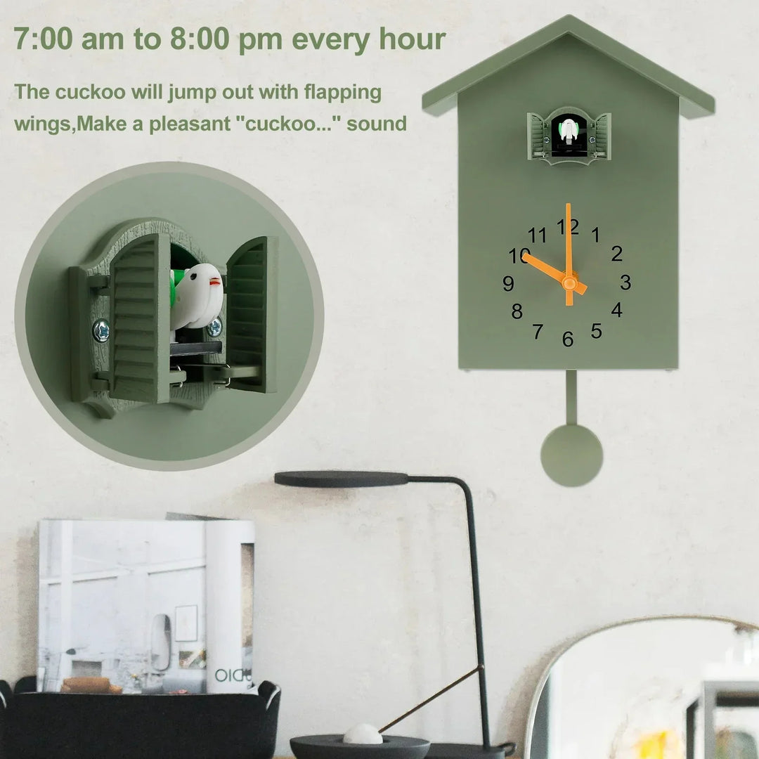 Cuckoo Clock Cuckoo Sound Clock with Pendulum Delicate Cuckoo Clock Bird Battery Operated Cuckoo Wall Clock for Living Room Decor