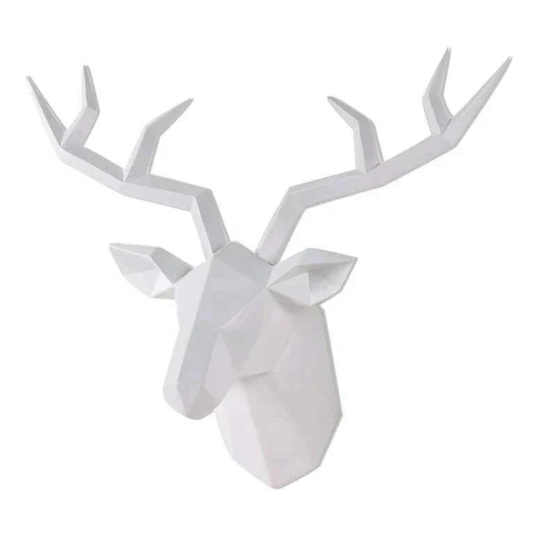 Deer Head Sculpture Animal Statue Figures Wall Hanging Creative Moose Art Antlers Statuette for Office Decor Wall Mounting