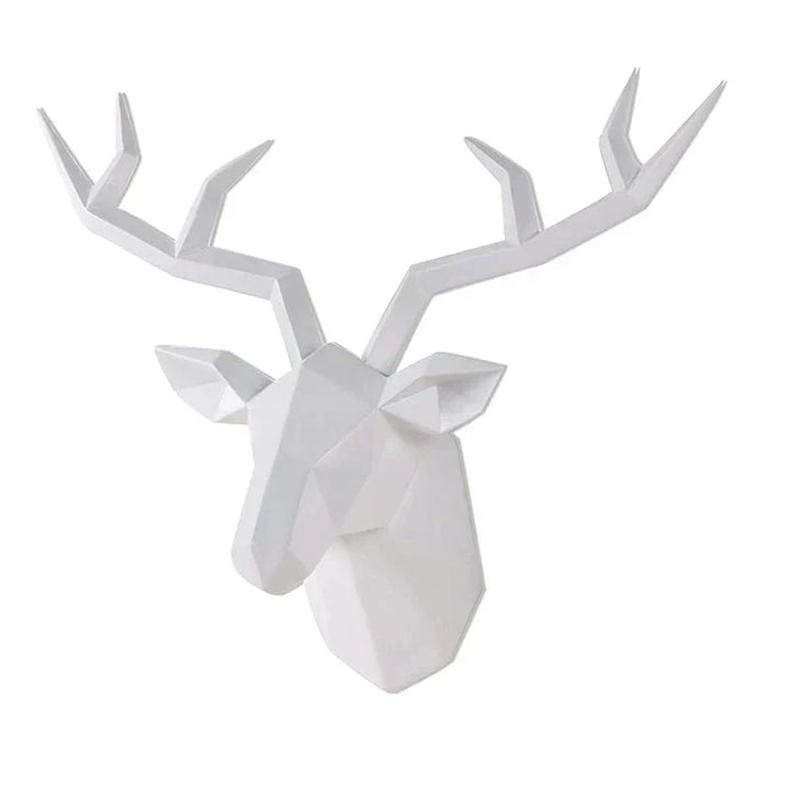 Deer Head Sculpture Animal Statue Figures Wall Hanging Creative Moose Art Antlers Statuette for Office Decor Wall Mounting