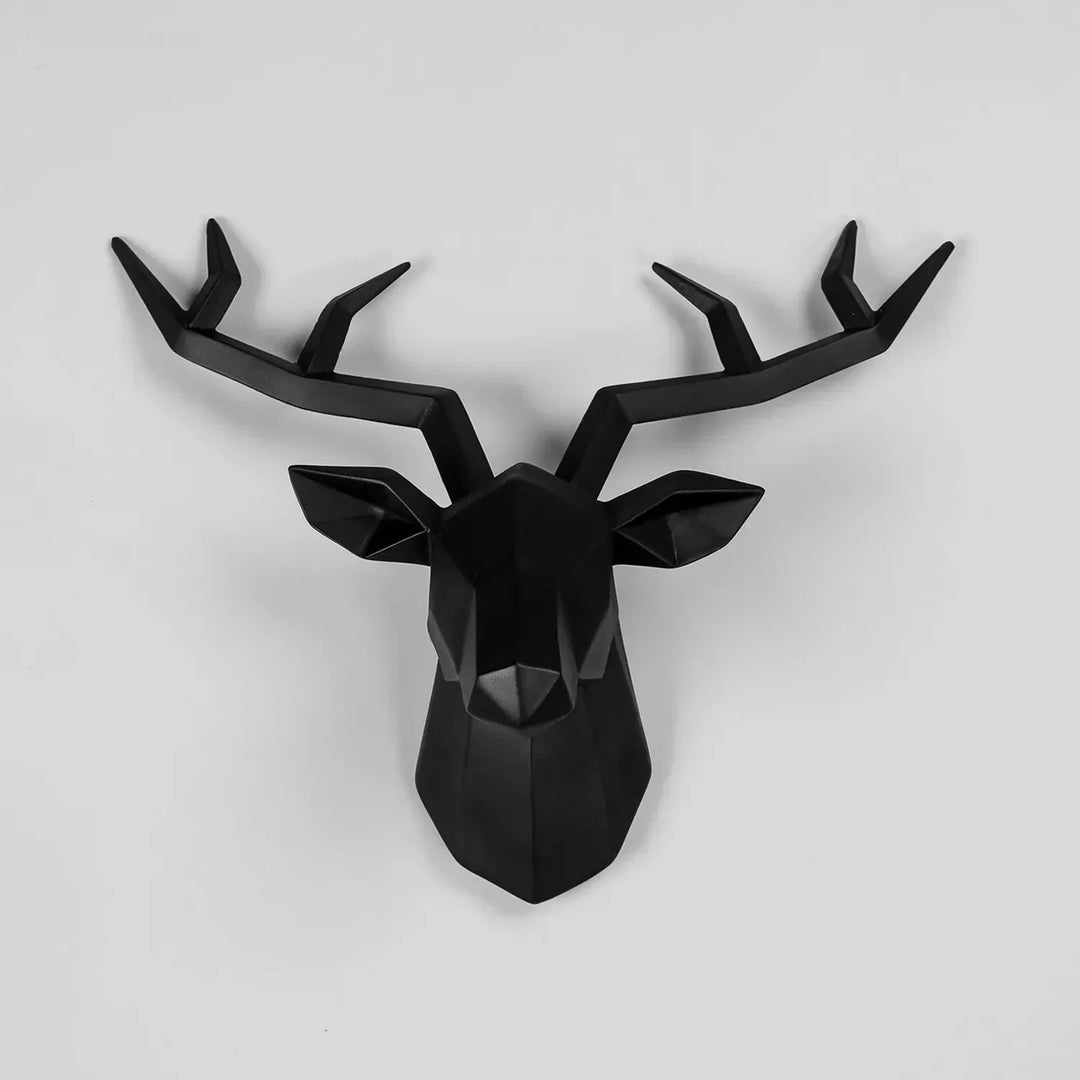 Deer Head Sculpture Animal Statue Figures Wall Hanging Creative Moose Art Antlers Statuette for Office Decor Wall Mounting