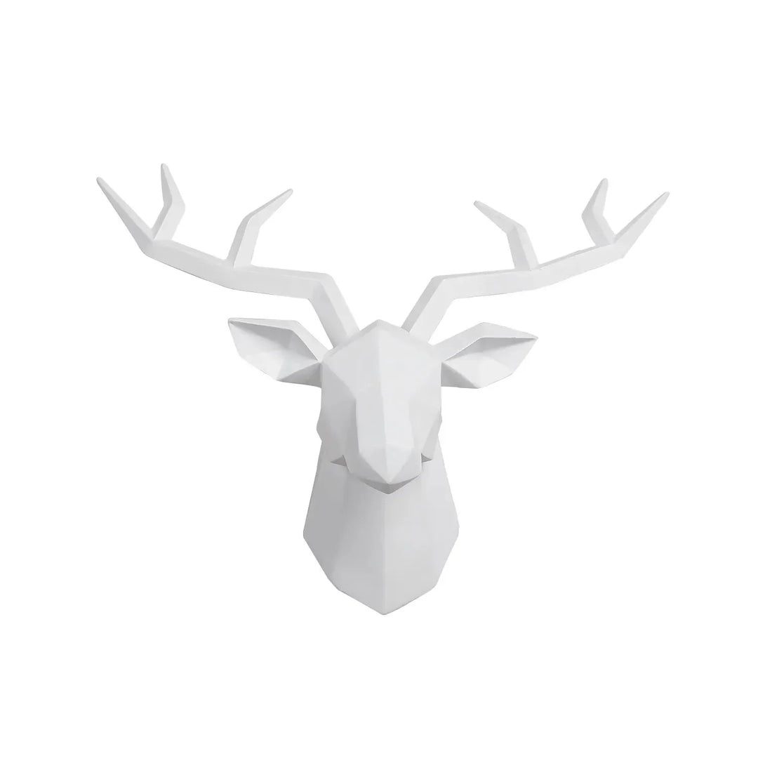 Deer Head Sculpture Animal Statue Figures Wall Hanging Creative Moose Art Antlers Statuette for Office Decor Wall Mounting