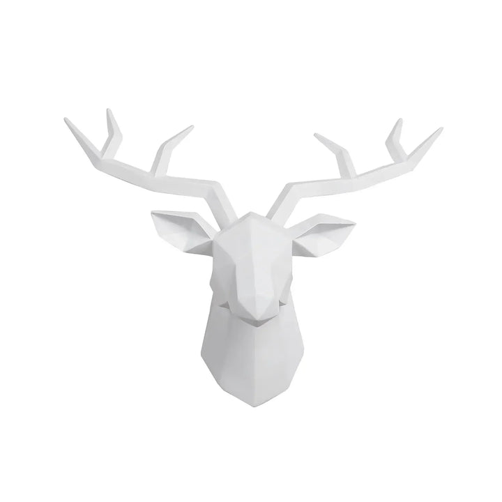 Deer Head Sculpture Animal Statue Figures Wall Hanging Creative Moose Art Antlers Statuette for Office Decor Wall Mounting