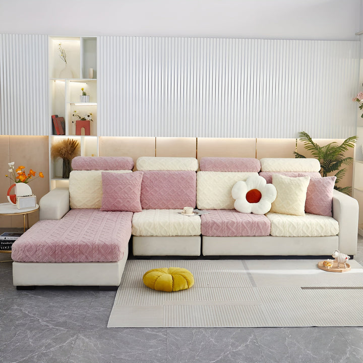Samt-Sofa cover with diamond pattern – Soft &amp; Luxurious | Perfect fit for any couch |