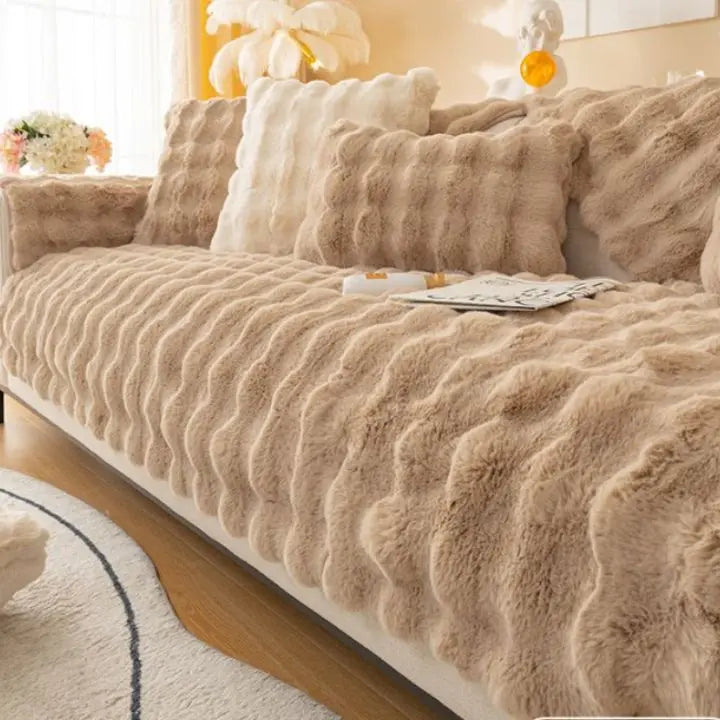 Thick Rabbit Plush Sofa Cover