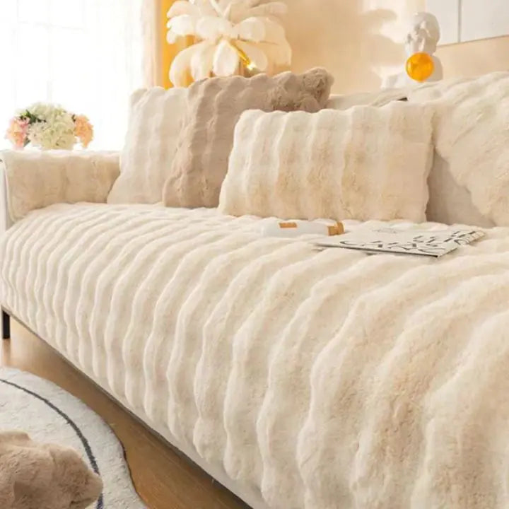 Thick Rabbit Plush Sofa Cover