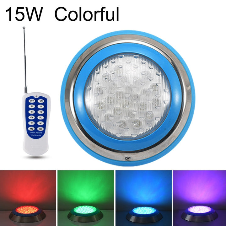 15W LED Stainless Steel Wall Mounted Pool Lighting Landscape Underwater Light (coloured Light + Remote Control)