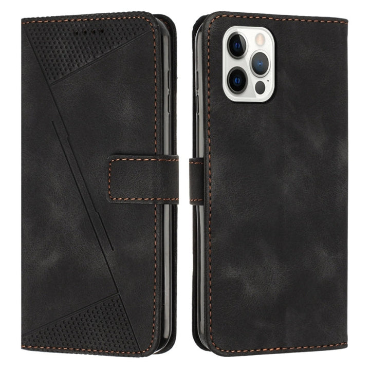For iPhone 13 Pro Max Dream Triangle Leather Phone Case with Shoulder Strap (Black)