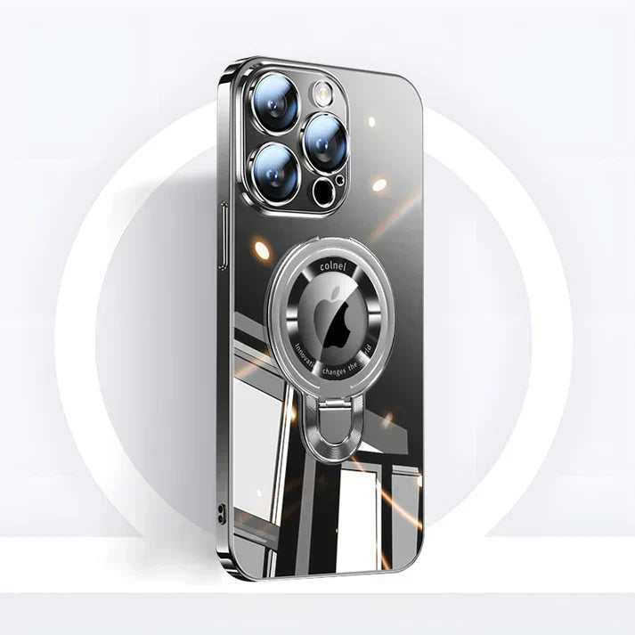 iPhone MagSafe Series | Transparent electroplated rotating stand phone case