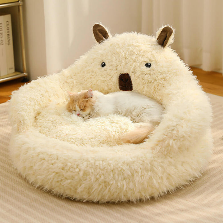 Alpaca-shaped, fluffy, warm, detachable dog and cat bed
