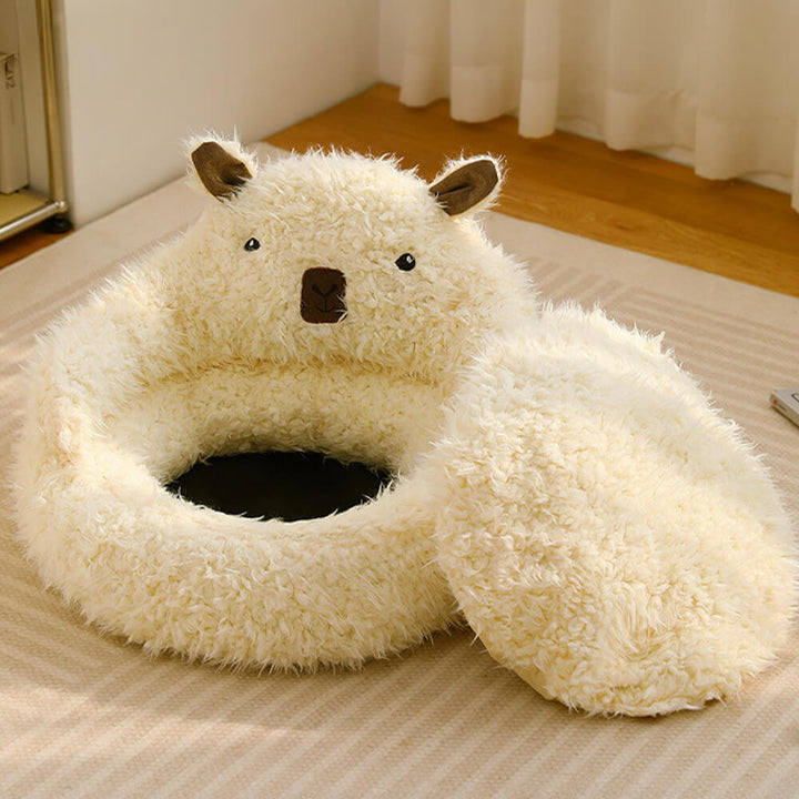 Alpaca-shaped, fluffy, warm, detachable dog and cat bed