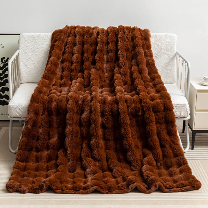 Premium Bubble Double Layer Thick Faux Rabbit Fur Blanket