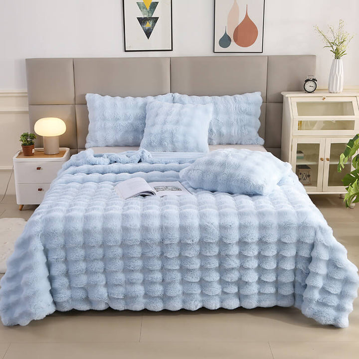 Premium Bubble Double Layer Thick Faux Rabbit Fur Blanket