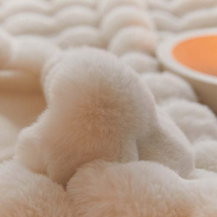 Premium Bubble Double Layer Thick Faux Rabbit Fur Blanket