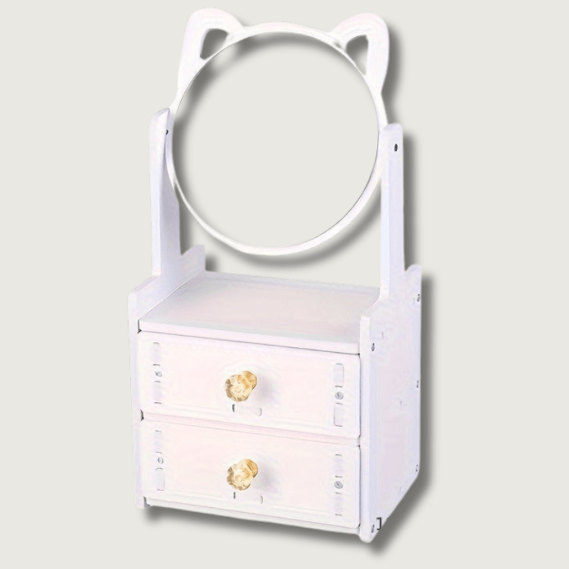 Makeup mirror with integrated storage