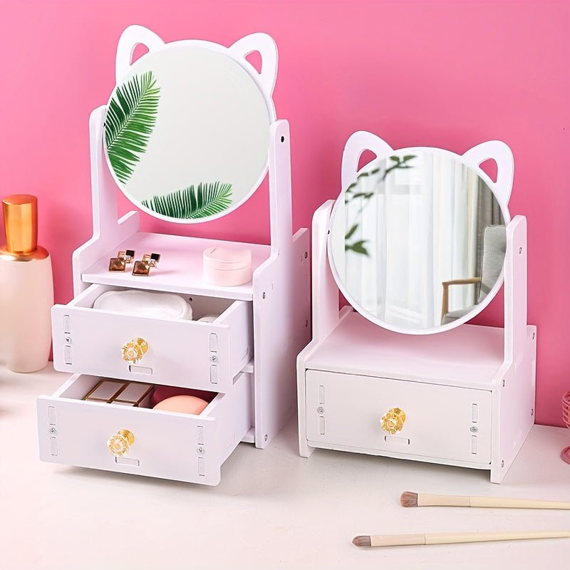 Makeup mirror with integrated storage