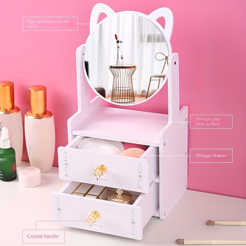 Makeup mirror with integrated storage